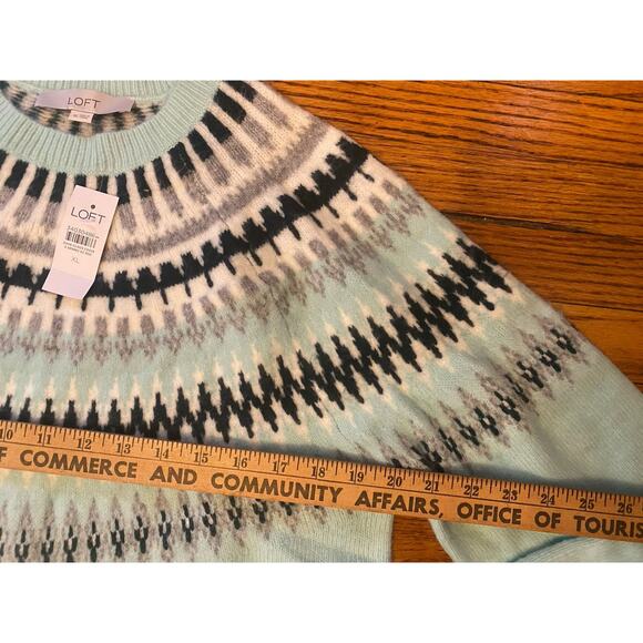 NWT LOFT Fair Isle Sweater Women’s XL Mint Green Multicolor - Picture 5 of 10